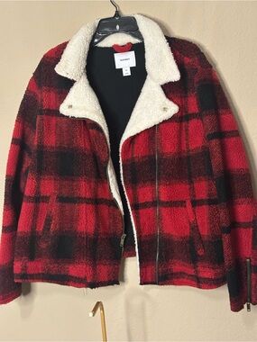Old Navy Red Plaid Sherpa-Lined Jacket XXL